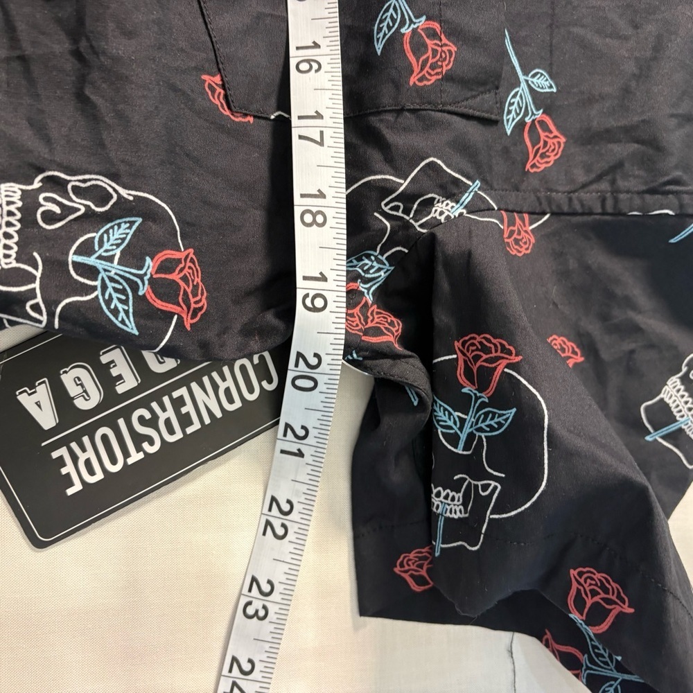 Corner Store Bodega Skull & Rose Button Up Shirt Mens Small Streetwear - Picture 5 of 8